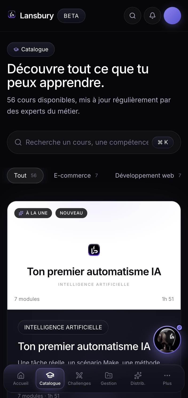 Le catalogue Lansbury Académie sur mobile